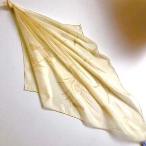 Salvatore Ferragamo 100% Silk Chiffon Cream Scarf. Made in Italy.